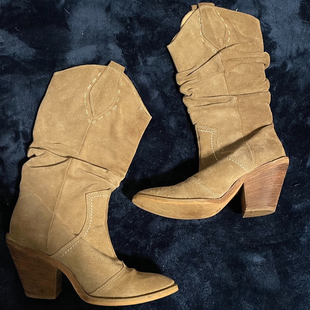 Western suede cute boots